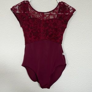 COPY - Class in red/maroon leotard with lace detail
